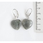 Серьги из лабрадорита, сердечки 20мм