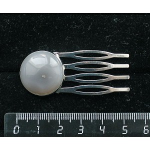 Заколка-шпилька с агатом серым, круг 20мм