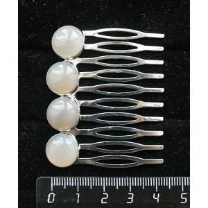 Заколка-шпилька из агата серого, 4 камня круг 12мм