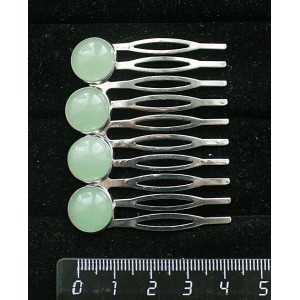 Заколка-шпилька из авантюрина зеленого, 4 камня круг 12мм