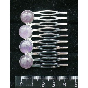 Заколка-шпилька из аметиста, 4 камня круг 12мм