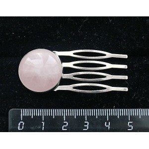 Заколка-шпилька с кварцем розовым, круг 20мм