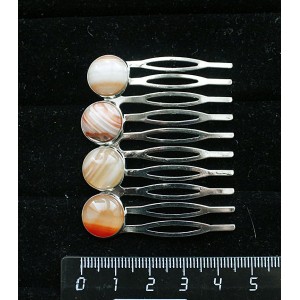 Заколка-шпилька из сердолика полосатого, 4 камня круг 12мм