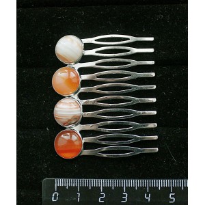 Заколка-шпилька из сардоникса и сердолика полосатого, 4 камня круг 12мм