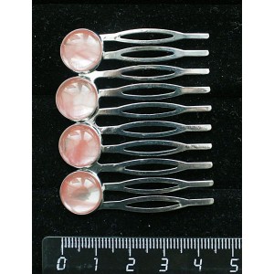 Заколка-шпилька из халцедона розового, 4 камня круг 12мм