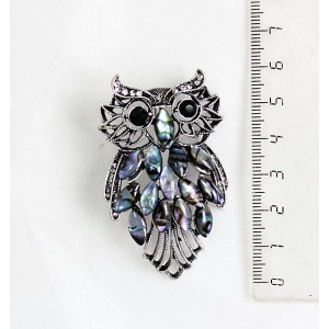 Брошь из гелиотиса "сова", 60*37*15 мм