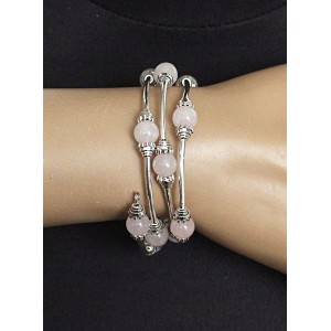 Браслет из розового кварца на пружинке шарик 8мм