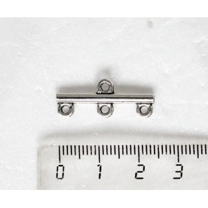 Коннектор "палочка", 1+3 петельки, 25х10мм, цвет ант. серебро