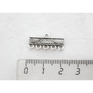 Коннектор "волны", 1+5 петелек, 21х10мм, цвет ант. серебро
