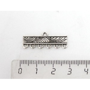 Коннектор "волны", 1+6 петелек, 28х10мм, цвет ант. серебро