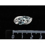 C925 Кольцо с родиевым покрытием и аквамарином (искусств.), 2,4гр