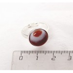 Кольцо с сердоликом (полосатый), круг 12мм, безразмерное