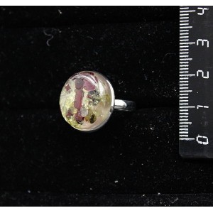 Кольцо с хризолитом и гранатом (кабошон-мозаика), круг 18мм, безразмерное