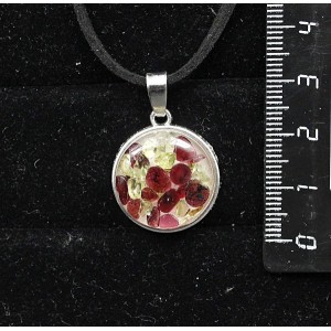 Кулон из хризолита и граната (кабошон-мозаика), круг 18мм