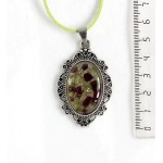 Кулон из хризолита и граната (кабошон-мозаика), овал 30х20мм, ажурная оправа