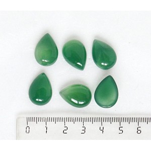 Агат зеленый, кабошон капля 18х13мм