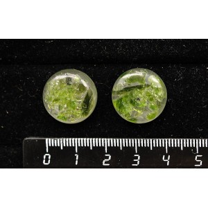 Хромдиопсид, кабошон-мозаика прозрачный фон круг 18мм