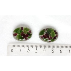Хромдиопсид и гранат, кабошон-мозаика овал 25х18мм