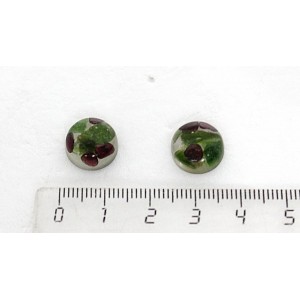 Хромдиопсид и гранат, кабошон-мозаика круг 12мм