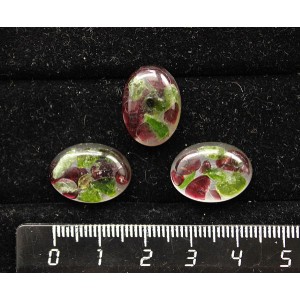 Хромдиопсид и гранат, кабошон-мозаика овал 18х13мм