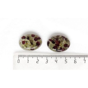 Хризолит и гранат, кабошон-мозаика овал 25х18мм