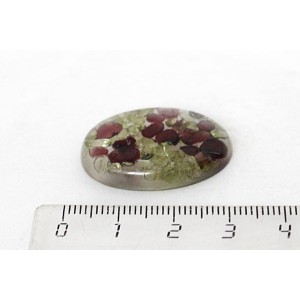 Хризолит и гранат, кабошон-мозаика овал 30х20мм