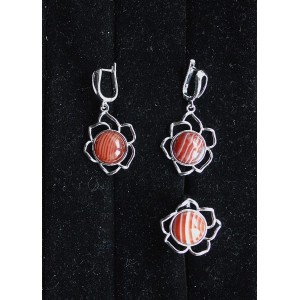 Кольцо и серьги с сердоликом полосатым