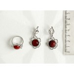 Кольцо и серьги с сердоликом полосатым