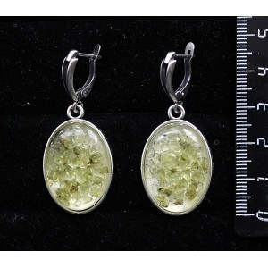 Серьги из хризолита (кабошон-мозаика), простой овал 25х18мм, швензы посеребрение