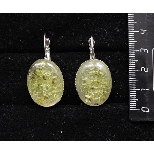 Серьги из хризолита (кабошон-мозаика), овал 25х18мм, замок петелька