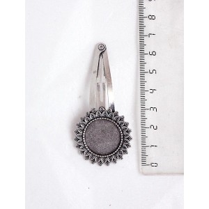 Основа для заколки (зажим для волос) "подсолнух" круг 20мм цвет ант.серебро