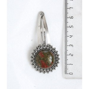 Заколка - зажим для волос с унакитом, "подсолнух", круг 20