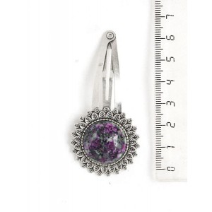 Заколка - зажим для волос с цоизитом, "подсолнух", круг 20