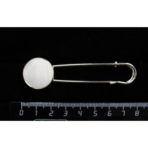 Брошь-булавка с перламутром белым, круг 20мм