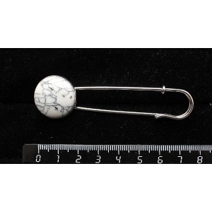 Брошь-булавка с каулитом, круг 20мм