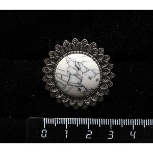 Брошь из каулита "подсолнух", круг 20мм