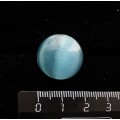 Брошь из кошачьего глаза (синт.) темно-голубого, круг 20мм