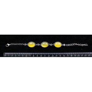 Браслет из агата желтого (тонировка), овал, 18х13мм, на цепочке