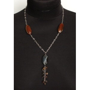 Колье из агата, бусина, галтовка 20-30мм+шарик