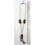 Колье из агата, бусина, галтовка 20-30мм+шарик