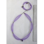 Комплект: колье и браслет из аметиста на сетке, цвет фиолетовый, шарик 8мм и10мм