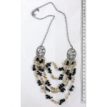 Бусы из цитрина и соколиного глаза, 5 нитей, коннектор "плющ"