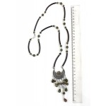 Колье-кулон из унакита шарик 6 и 8мм, капля 12мм, коннектор "колесо"