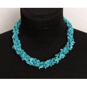 Бусы из бирюзы (имитация) жгут 3 нити, галтовка