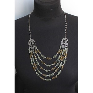 Бусы из пренита и цитрина, 5 нитей, коннектор "плющ"