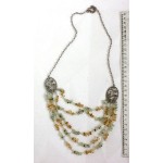 Бусы из пренита и цитрина, 5 нитей, коннектор "плющ"