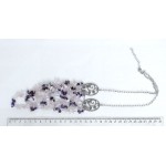 Бусы из кварца розового и аметиста "5 нитей", коннектор "плющ"