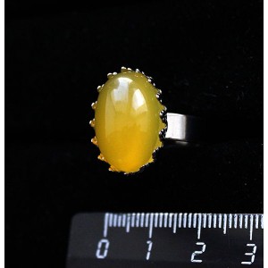 Кольцо с агатом желтым (тонировка), овал 18х13мм, безразмерное