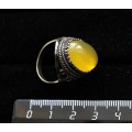 Кольцо из агата желтого (тонировка), овал 18х13мм
