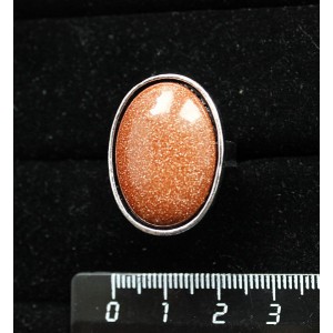 Кольцо с авантюрином красным (синт.), овал 25х18мм, безразмерное (литая оправа)